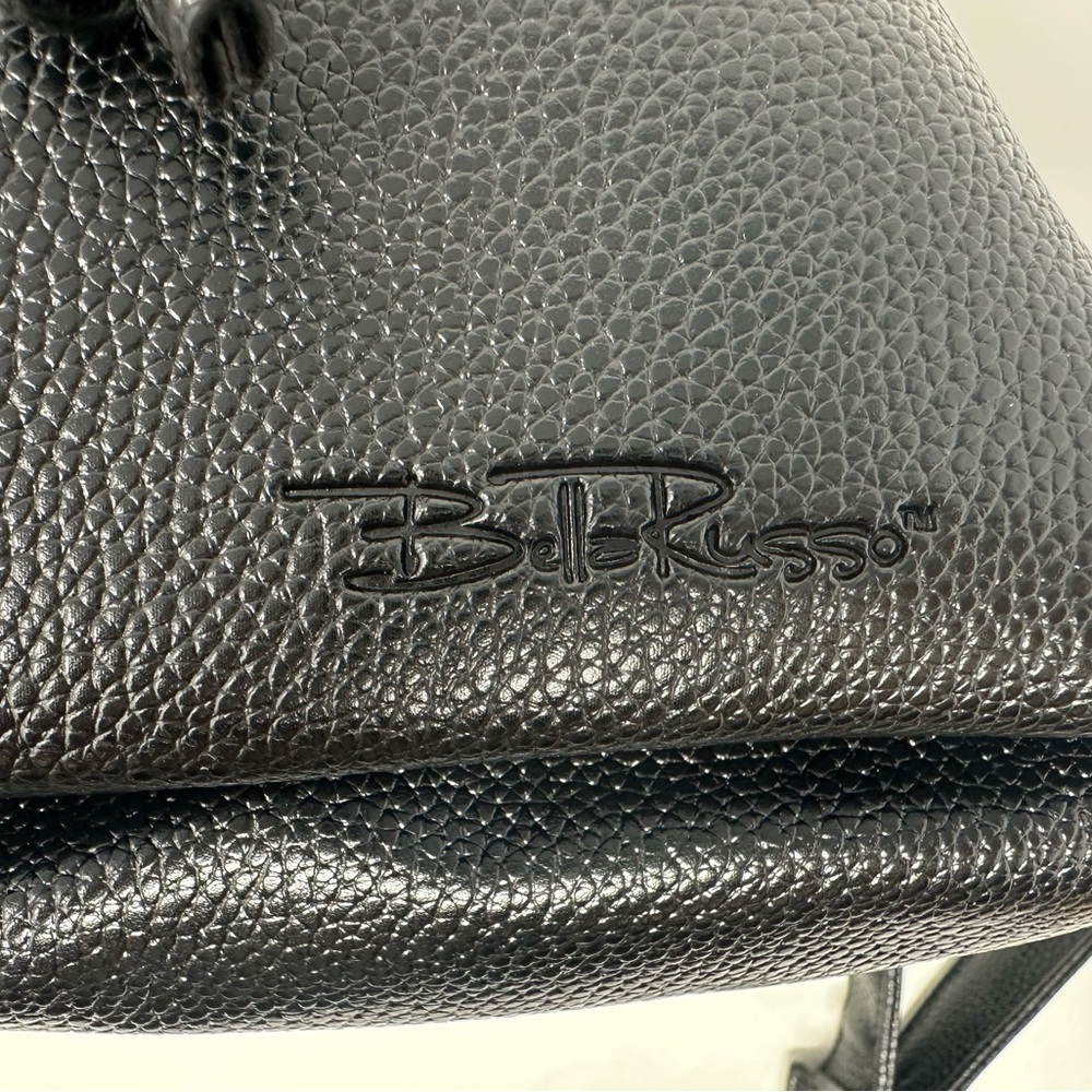 BELLA RUSSO Pebbled Faux Leather Black Tote Handbag w/ wristlet, NWT​​ - Picture 8 of 8